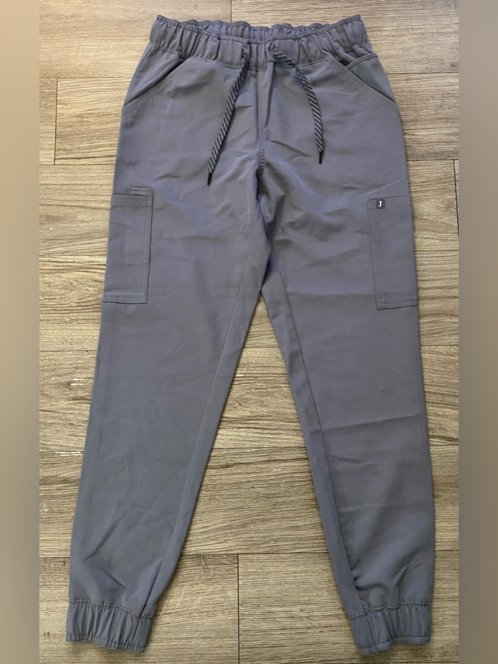 Jaanuu Scrub Gray Elastic Waist Cargo Joggers